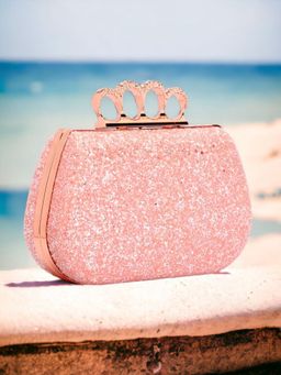 Toobacraft - Embellished Box Clutch - Peach