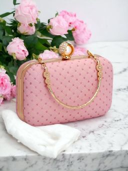 Toobacraft - Sequinned Embroidered Box Clutch - Pink