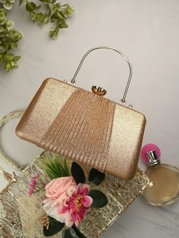 Toobacraft - Embellished W Wrinkle Big Boat Box Clutch - Rose Gold
