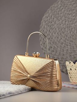 Toobacraft - Embellished Box Clutch With Shoulder Strap - Gold