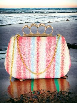 Toobacraft - Embellished Box Clutch - Multi-Color