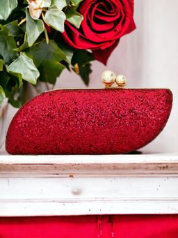 Toobacraft - Red and Gold-Toned Embellished Box Clutch