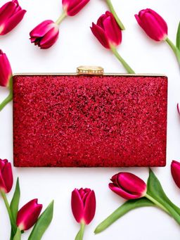Toobacraft - Red Embellished Box Clutch