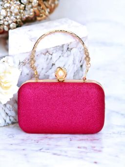 Toobacraft - Shoulder Strap Embellished Box Clutch - Pink