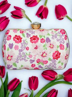 Toobacraft - Floral Printed Box Clutch - White