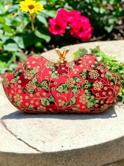 Toobacraft - Printed Embroidered Detail Box Clutch