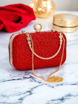 Toobacraft - Embellished Box Clutch - Red