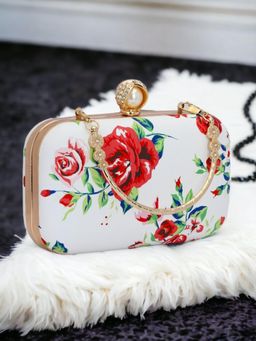 Toobacraft - Floral Printed Box Clutch - Black