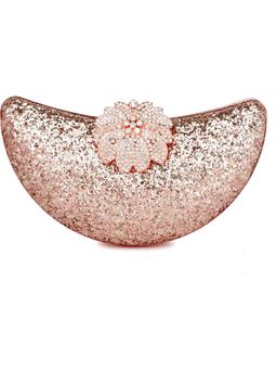 Toobacraft - Embellished Half Moon Clutch - Gold