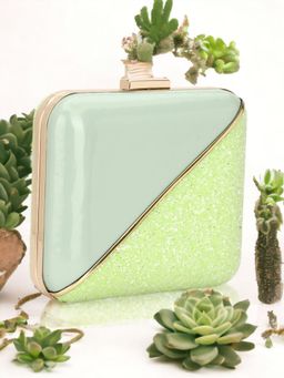 Toobacraft - Embellished Box Clutch - Green