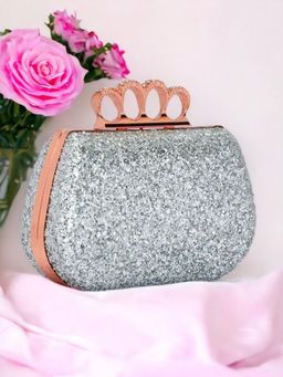Toobacraft - Embellished Box Clutch - Silver