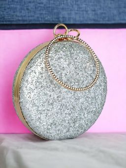 Toobacraft - Embellished Box Clutch - Silver
