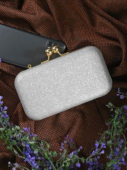 Toobacraft - Embellished Box Clutch - Silver