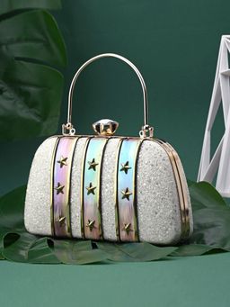 Toobacraft - Embellished Box Clutch - Silver