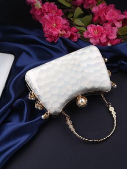 Toobacraft - Embellished Pebble Side Pearl With Handle - White