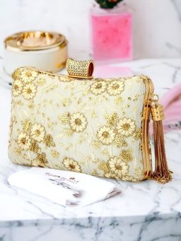 Toobacraft - Embellished Box Clutch - Gold