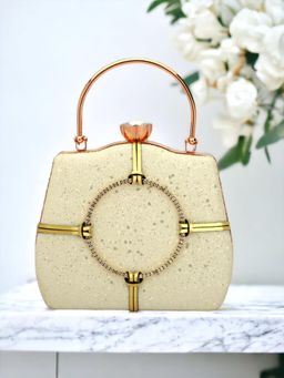 Toobacraft - Embellished Box Clutch - Cream