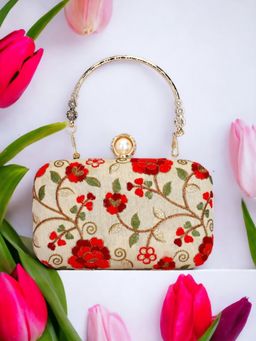 Toobacraft - Embroidered Box Clutch - Cream