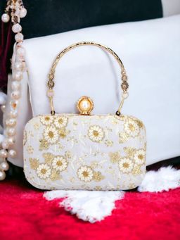 Toobacraft - Embellished Box Clutch - White