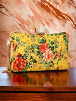 Toobacraft - Embroidered Box Clutch - Yellow