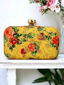 Toobacraft - Embroidered Shoulder Strap Box Clutch - Yellow