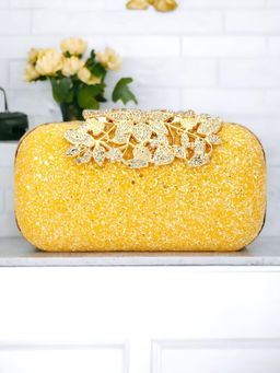 Toobacraft - Embellished Box Clutch - Yellow