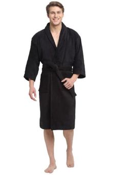 Creeva - Black 100% Cotton Bath Robe