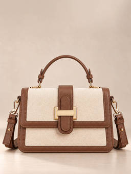 Lino Perros - Women Valley Floral-Infused Satchel Bag with Detachable Strap