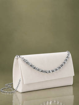 Lino Perros - White Clutch with Detachable Chain