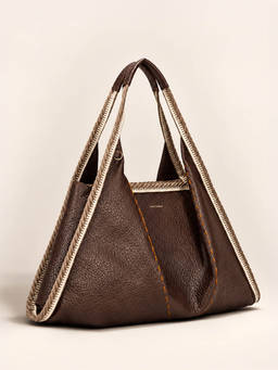 Lino Perros - Avril Coffee Stylized Beige Hobo Tote Bag