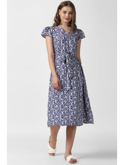 Van Heusen - Women Blue Floral Print Calf-length Formal Dress (Set of 2)
