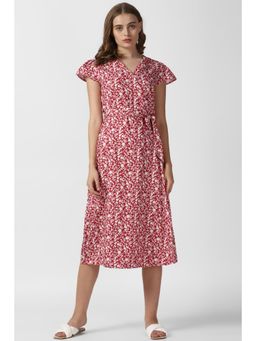 Van Heusen - Women Red Floral Print Calf-length Formal Dress (Set of 2)