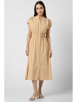 Van Heusen - Women Beige Textured Calf-length Casual Dress