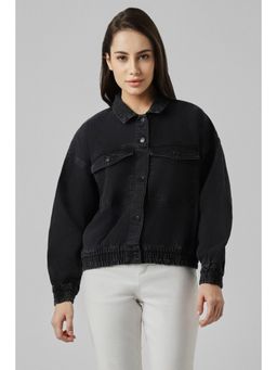 Van Heusen - Women Black Solid Casual Jacket