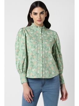 Van Heusen - Women Green Floral Print Long Ballon Sleeves Casual Shirt