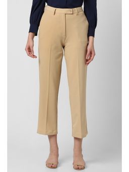 Van Heusen - Women Beige Solid Formal Regular Fit Trousers