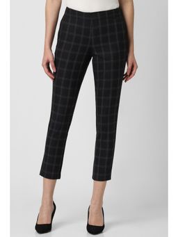 Van Heusen - Women Black Check Formal Regular Fit Trousers