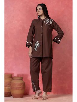 Autumnlane - Gaur Mulberry Embroidered Cotton Co-Ord Set