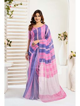 BFM - Lavender Stripes Printed Ready To Wear Saree with Unstitched Blouse