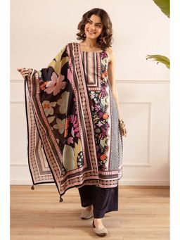 Autumnlane - Karen Moonstone Floral Printed Cotton Kurta and Pant with Dupatta