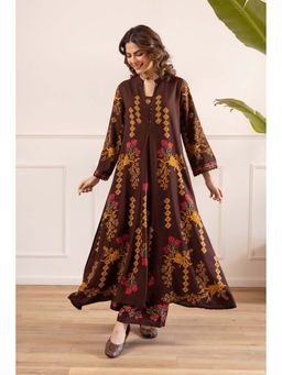 Autumnlane - Karen Peanut Floral Printed Anarakali Kurta and Palazzo