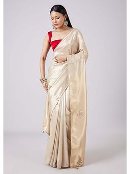 KALKI FASHION - Pastel Cream Saree with Unstitched Blouse