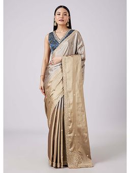 KALKI FASHION - Contrast Border Ombre Saree with Unstitched Blouse