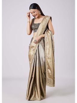 KALKI FASHION - Contrast Border Ombre Saree with Unstitched Blouse