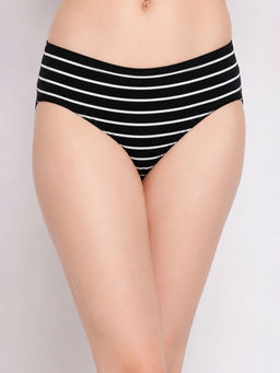 Clovia - Cotton Black Stripes Hipster