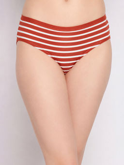 Clovia - Cotton Rust Stripes Hipster