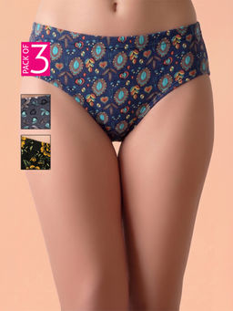 Clovia - Cotton Multi-Color Floral Hipsters (Pack Of 3)