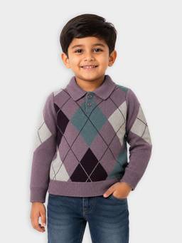 Mi Arcus - Cotton Solid Full Sleeves Sweater - Mauve