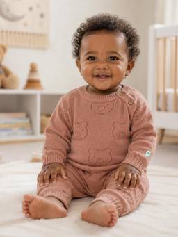 Mi Arcus - Cotton Solid Knitted Full sleeves romper - Brown
