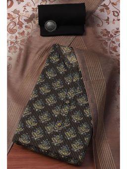 Biba - Brown Tussar Dress Material (Set of 3)